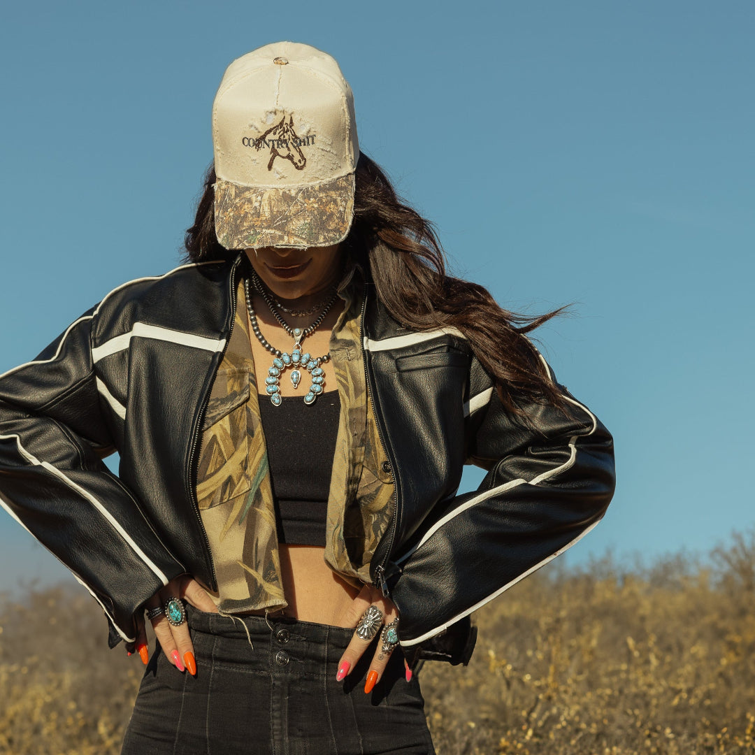 Brother Gee X Hannah Ladd "Country Shit" Red Distressed Hat