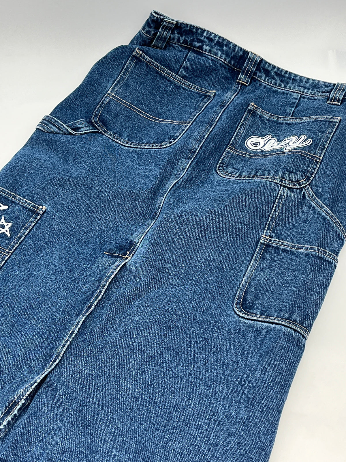 Custom Handcrafted Obey Denim Patched Skirt