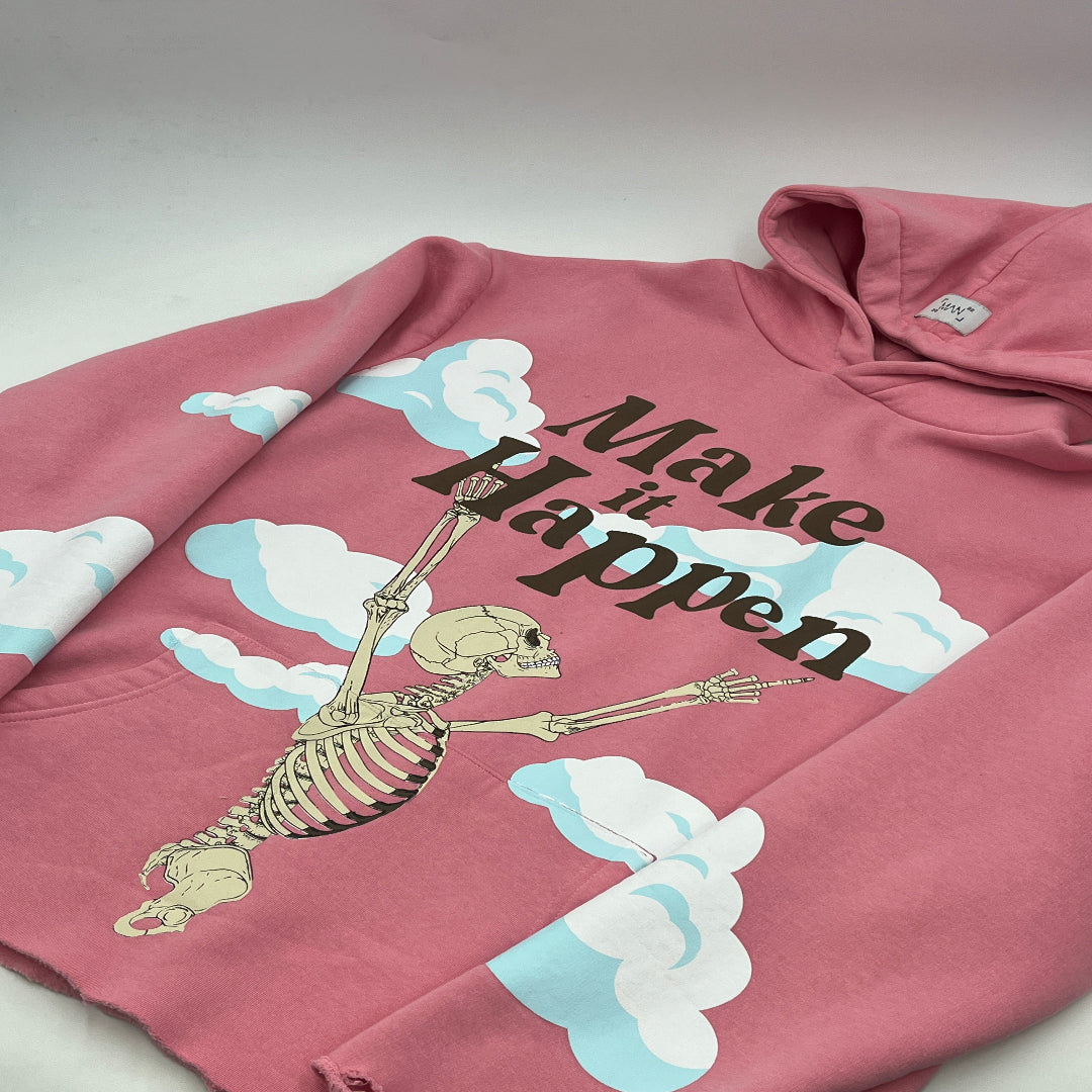 Pink Skeleton Make it Happen Hoodie Shredded