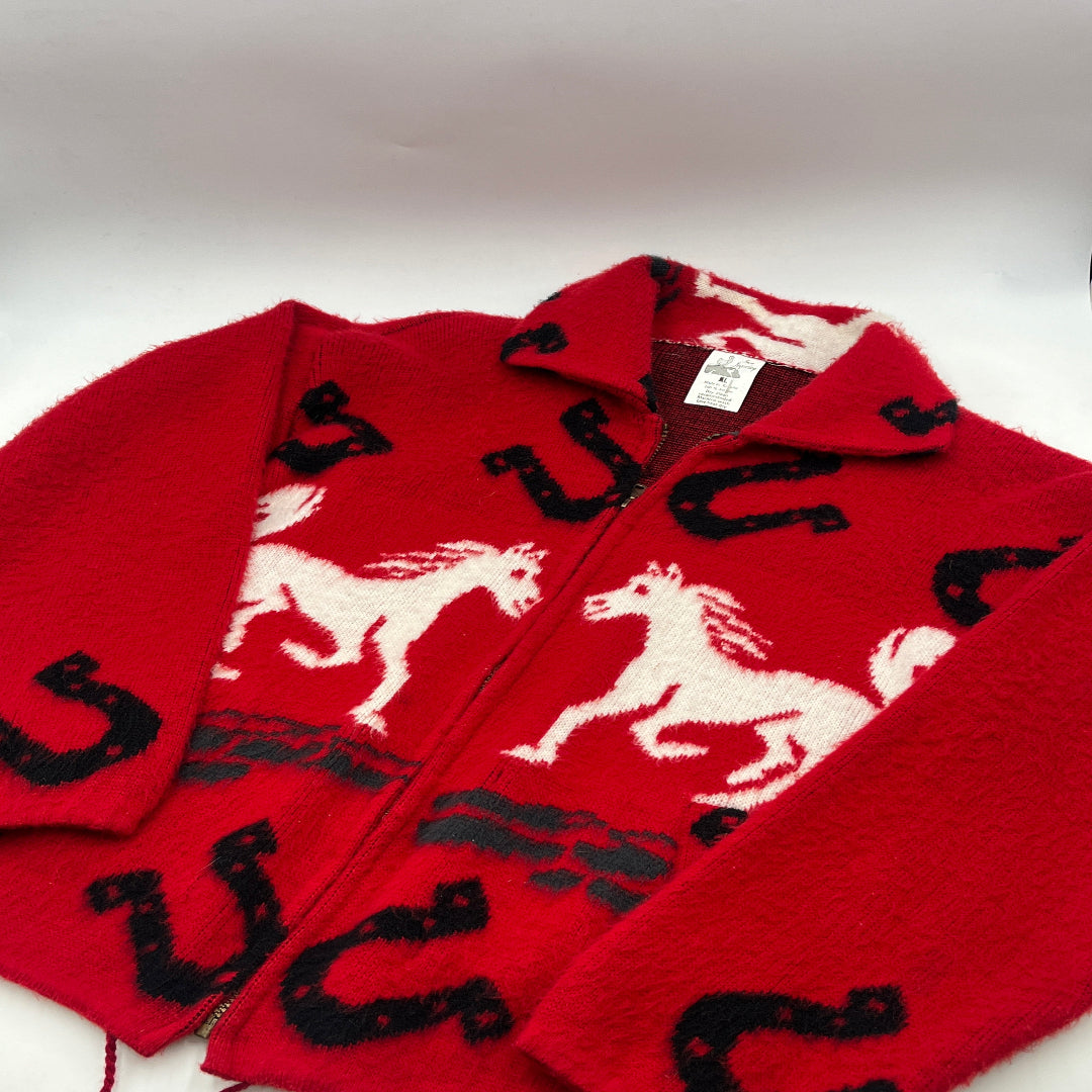 Vintage Western Wool Sweater Zip Up