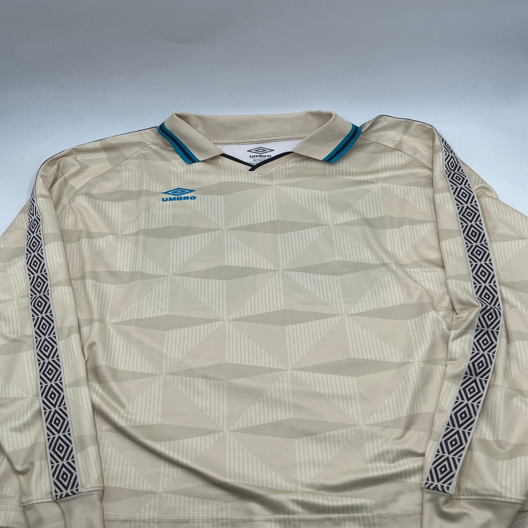 Tan and Teal Vintage Long Sleeve Umbro Jersey