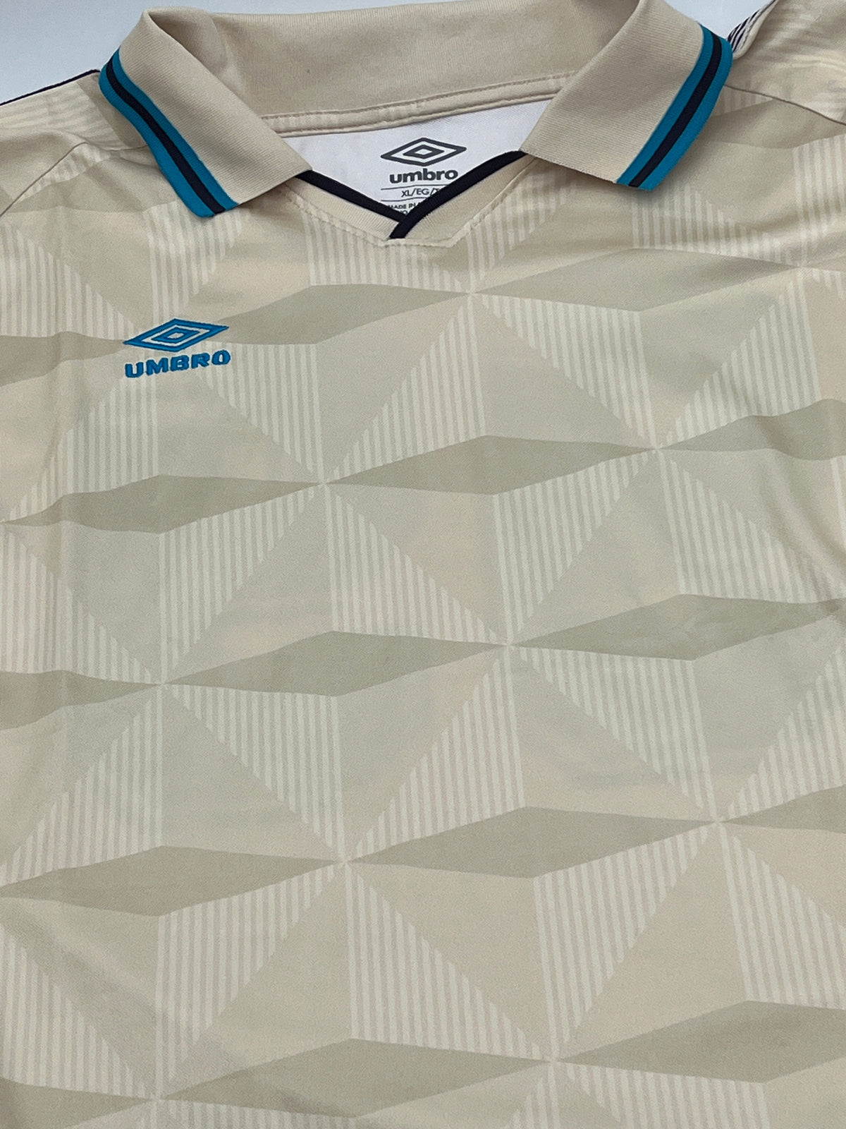 Tan and Teal Vintage Long Sleeve Umbro Jersey
