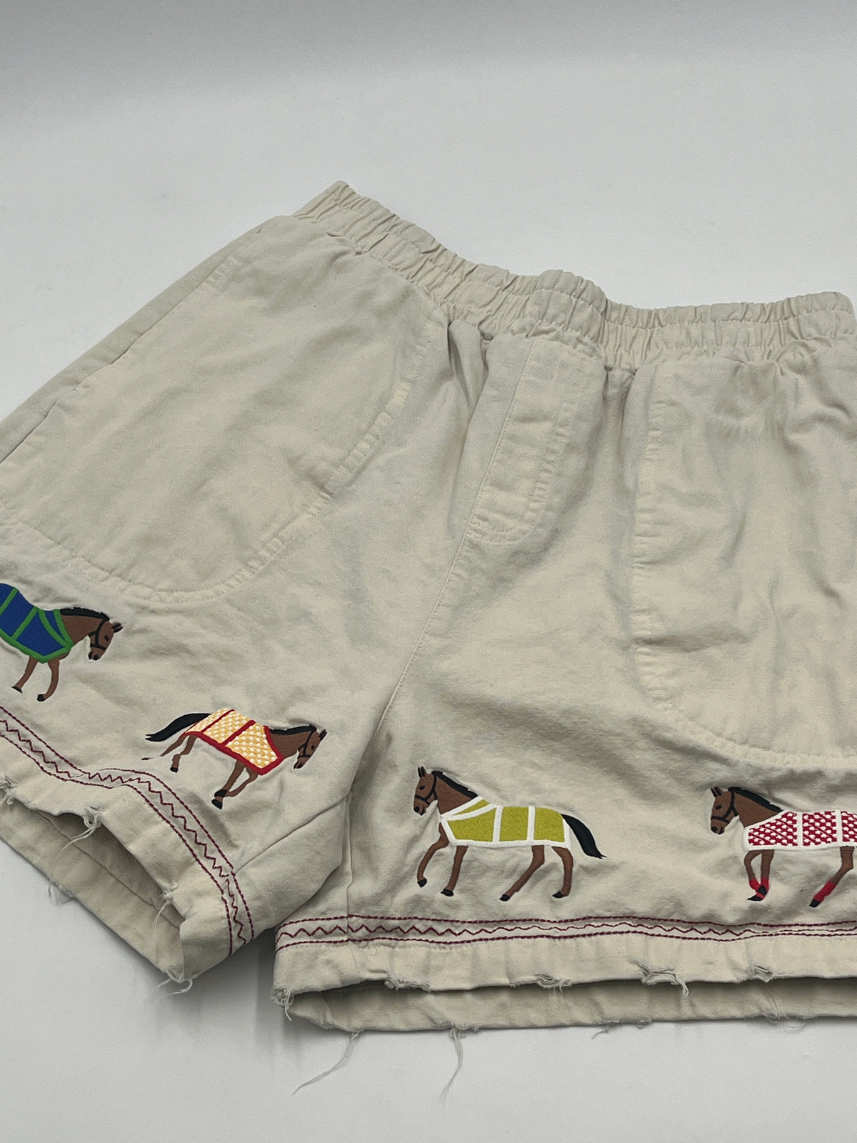 Tan Embroidered Horse Shorts