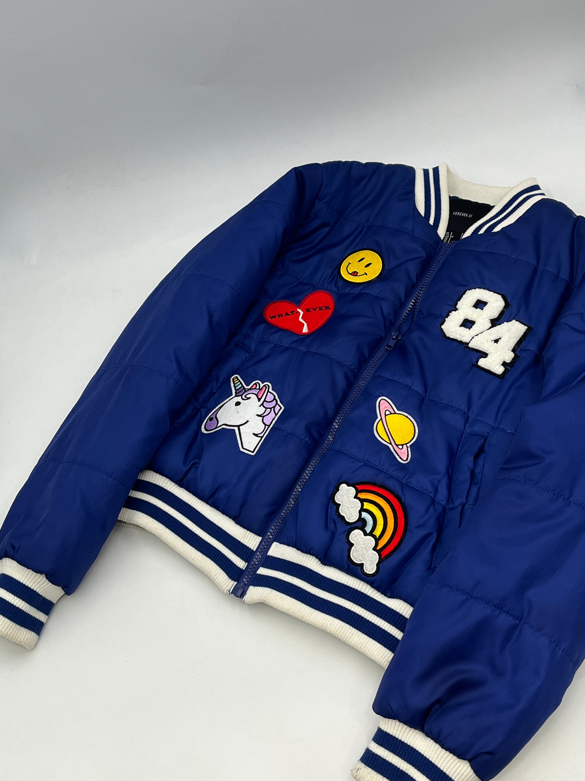 Blue Varsity Puffer Jacket